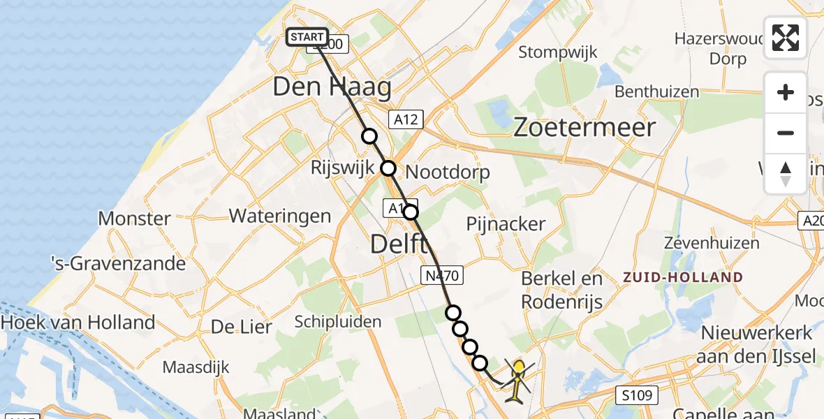 Routekaart van de vlucht: Lifeliner 2 naar Rotterdam The Hague Airport