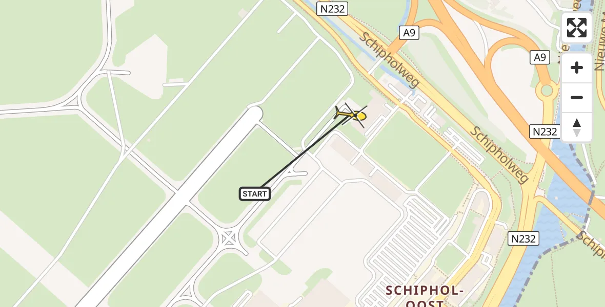 Vluchtroute Politiehelikopter van Schiphol naar Schiphol