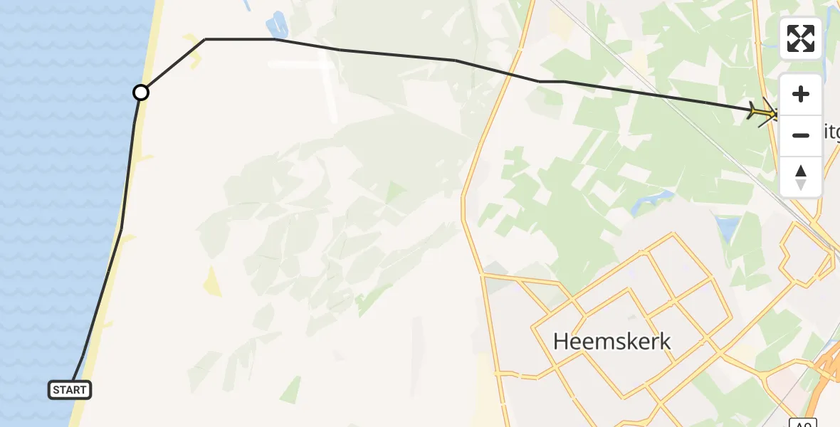 Routekaart van de vlucht: Politieheli naar Uitgeest