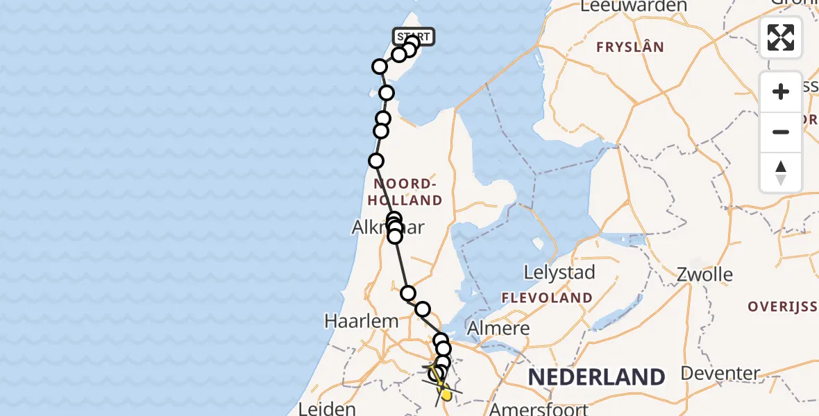 Routekaart van de vlucht: Politieheli naar Vinkeveen