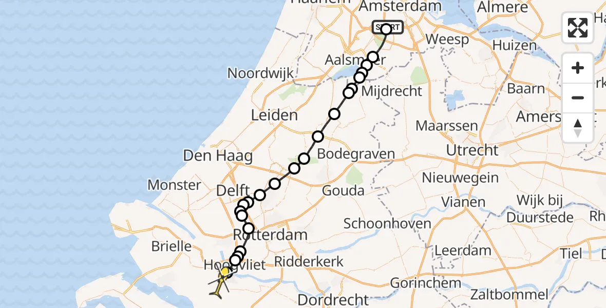 Routekaart van de vlucht: Lifeliner 1 naar Spijkenisse