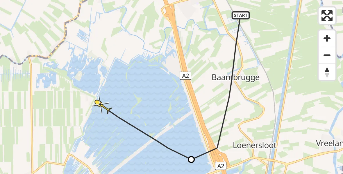 Routekaart van de vlucht: Politiehelikopter naar Vinkeveen