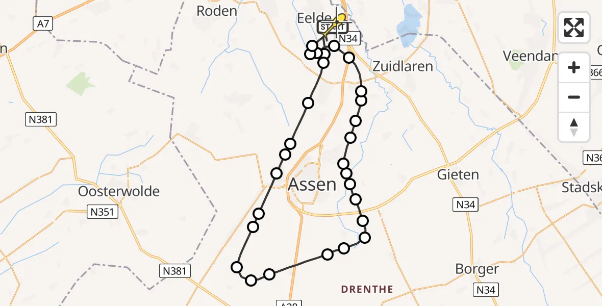 Routekaart van de vlucht: Lifeliner 4 naar Groningen Airport Eelde