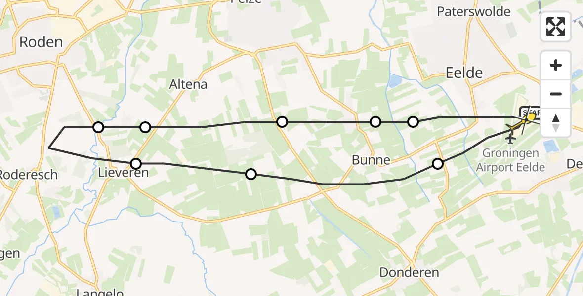Routekaart van de vlucht: Lifeliner 4 naar Groningen Airport Eelde