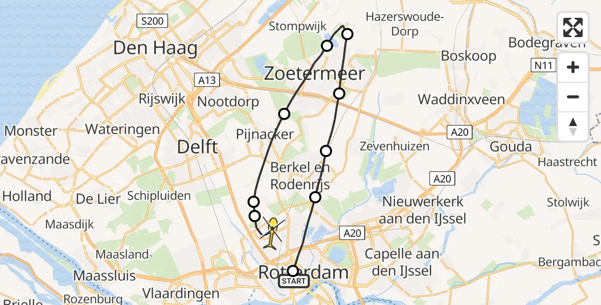 Routekaart van de vlucht: Lifeliner 2 naar Rotterdam The Hague Airport