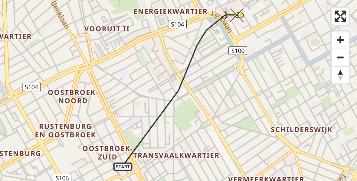 Routekaart van de vlucht: Lifeliner 1 naar Den Haag