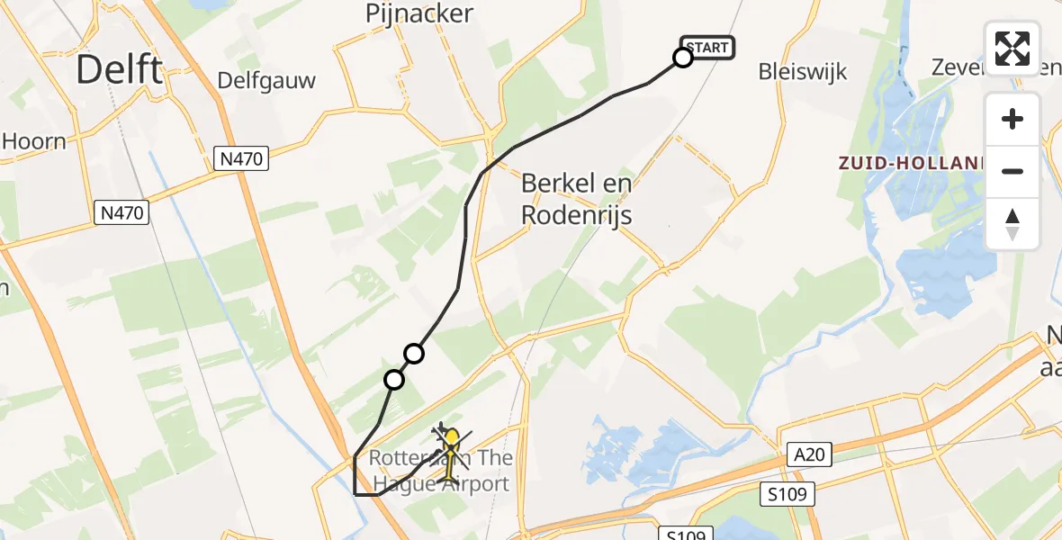 Routekaart van de vlucht: Lifeliner 2 naar Rotterdam The Hague Airport