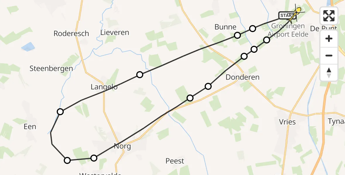Routekaart van de vlucht: Lifeliner 4 naar Groningen Airport Eelde