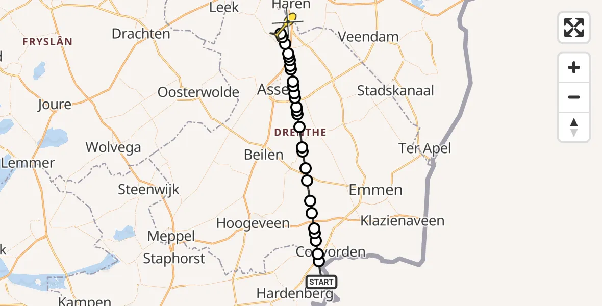 Routekaart van de vlucht: Lifeliner 4 naar Groningen Airport Eelde