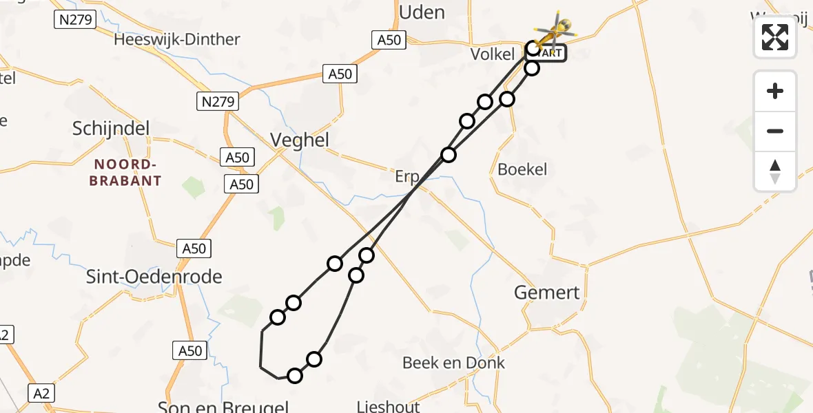 Vluchtroute Traumahelikopter Vliegbasis Volkel - Vliegbasis Volkel, 03 mei 2023, 09:18