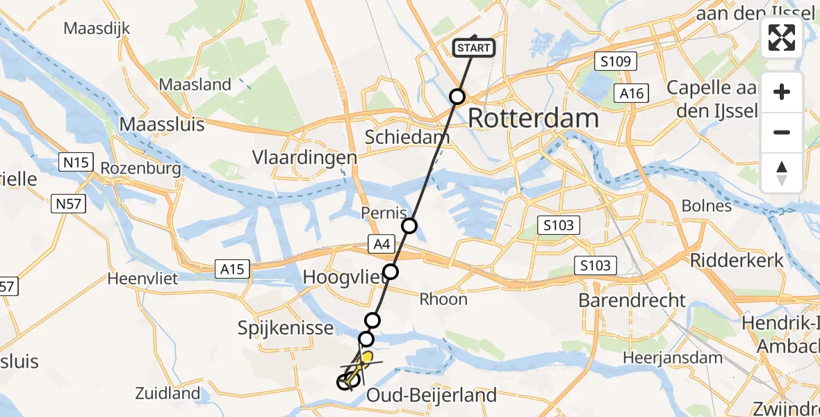 Routekaart van de vlucht: Lifeliner 2 naar Spijkenisse