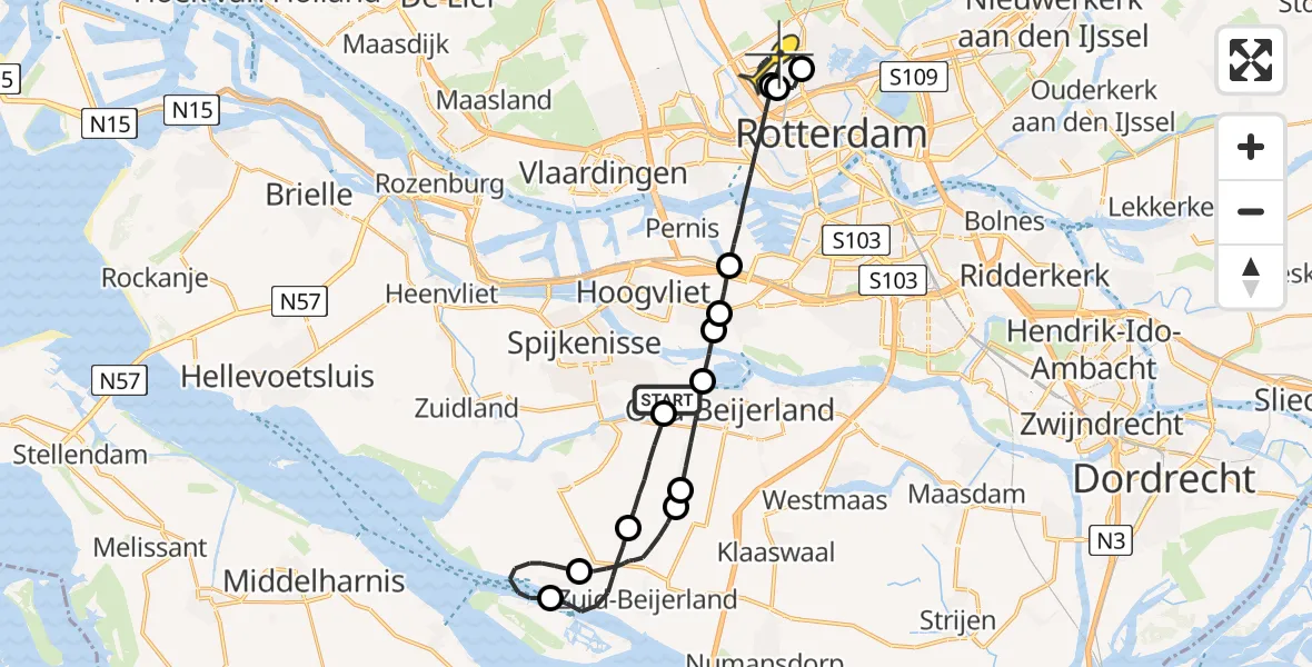 Routekaart van de vlucht: Lifeliner 2 naar Rotterdam The Hague Airport