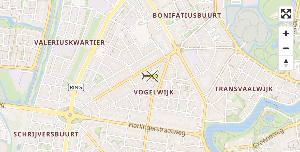 Routekaart van de vlucht: Lifeliner 4 naar Leeuwarden