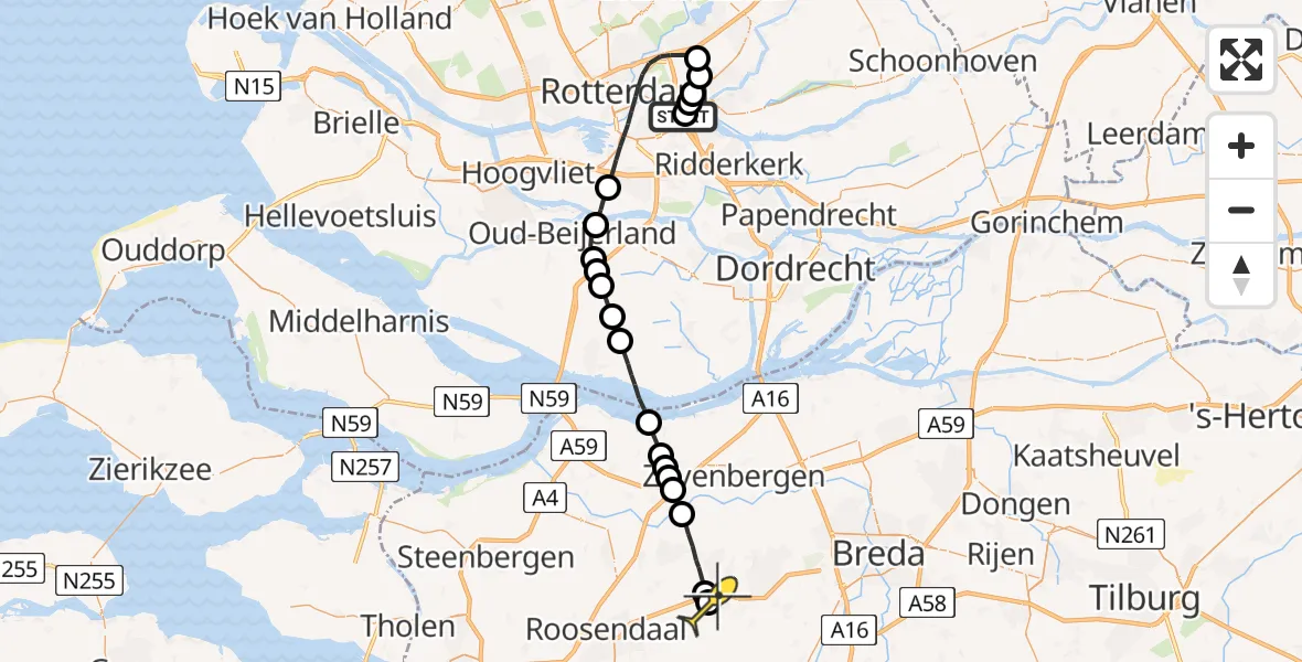 Routekaart van de vlucht: Lifeliner 2 naar St. Willebrord