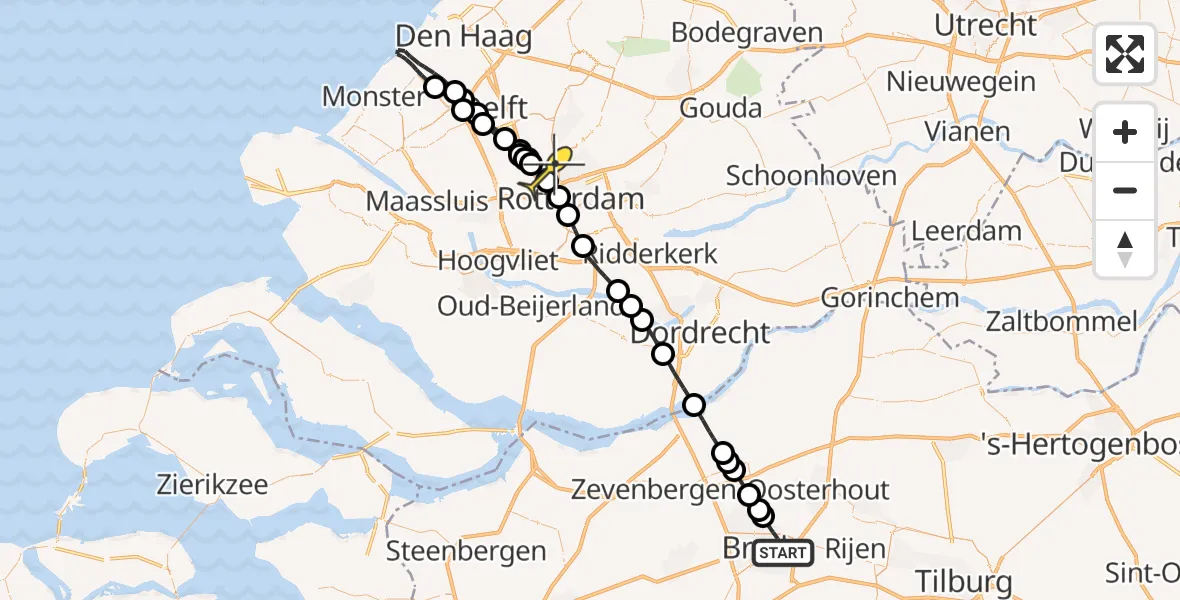 Routekaart van de vlucht: Lifeliner 2 naar Rotterdam The Hague Airport