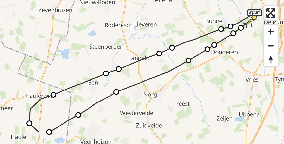 Routekaart van de vlucht: Lifeliner 4 naar Groningen Airport Eelde