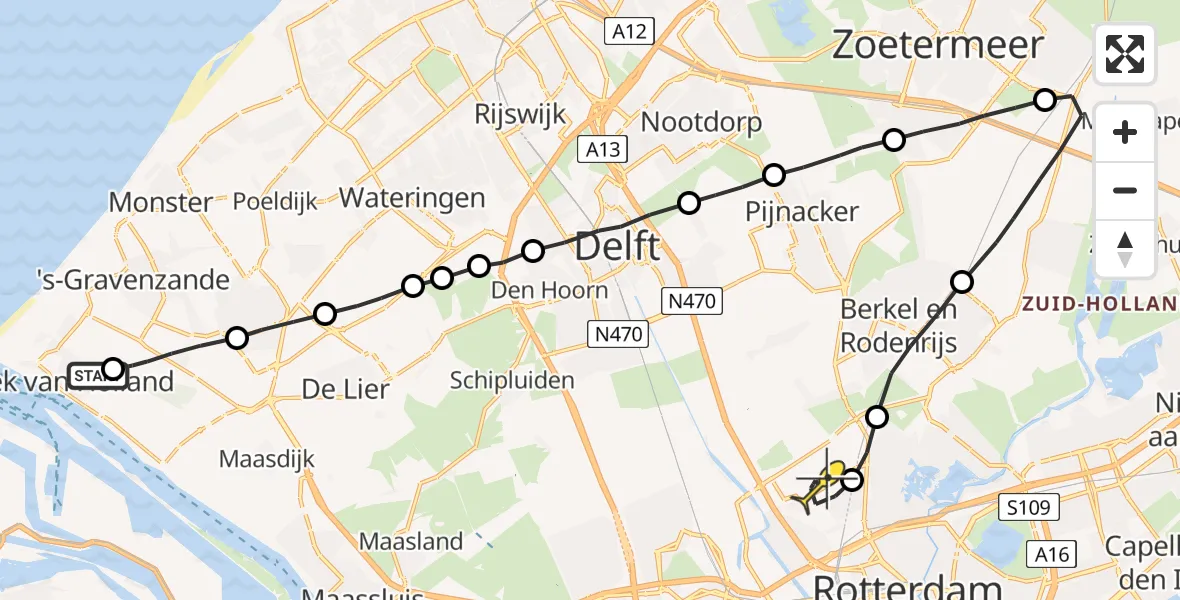 Routekaart van de vlucht: Lifeliner 2 naar Rotterdam The Hague Airport