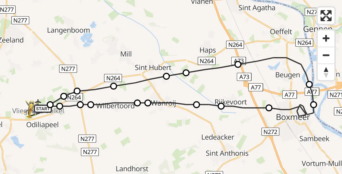 Vluchtroute Traumahelikopter Vliegbasis Volkel - Vliegbasis Volkel, 04 mei 2023, 00:20