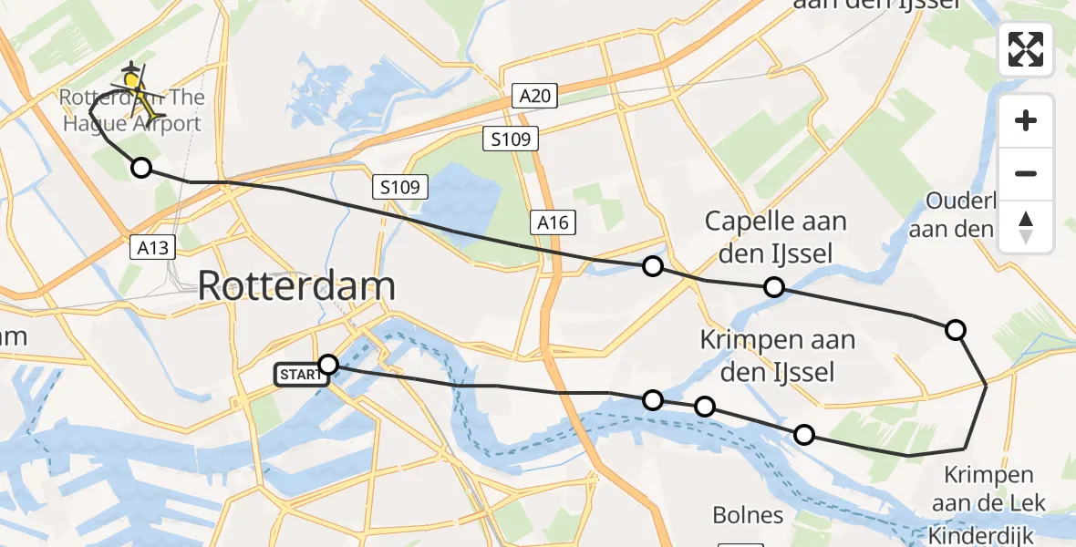 Routekaart van de vlucht: Lifeliner 2 naar Rotterdam The Hague Airport