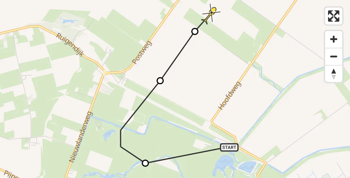 Routekaart van de vlucht: Politiehelikopter naar Texel International Airport