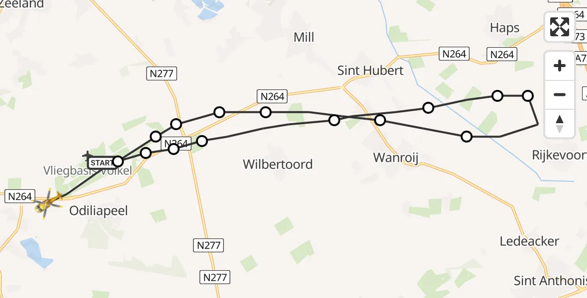 Vluchtroute Traumahelikopter Vliegbasis Volkel - Vliegbasis Volkel, 04 mei 2023, 15:33