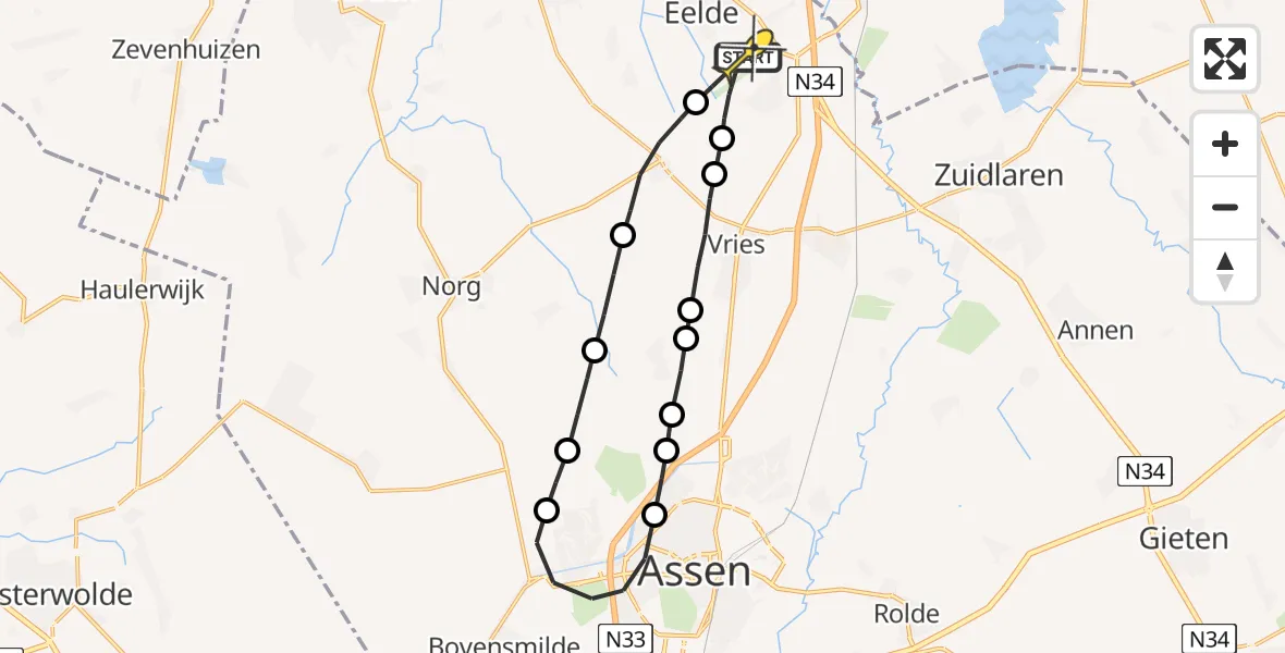 Routekaart van de vlucht: Lifeliner 4 naar Groningen Airport Eelde