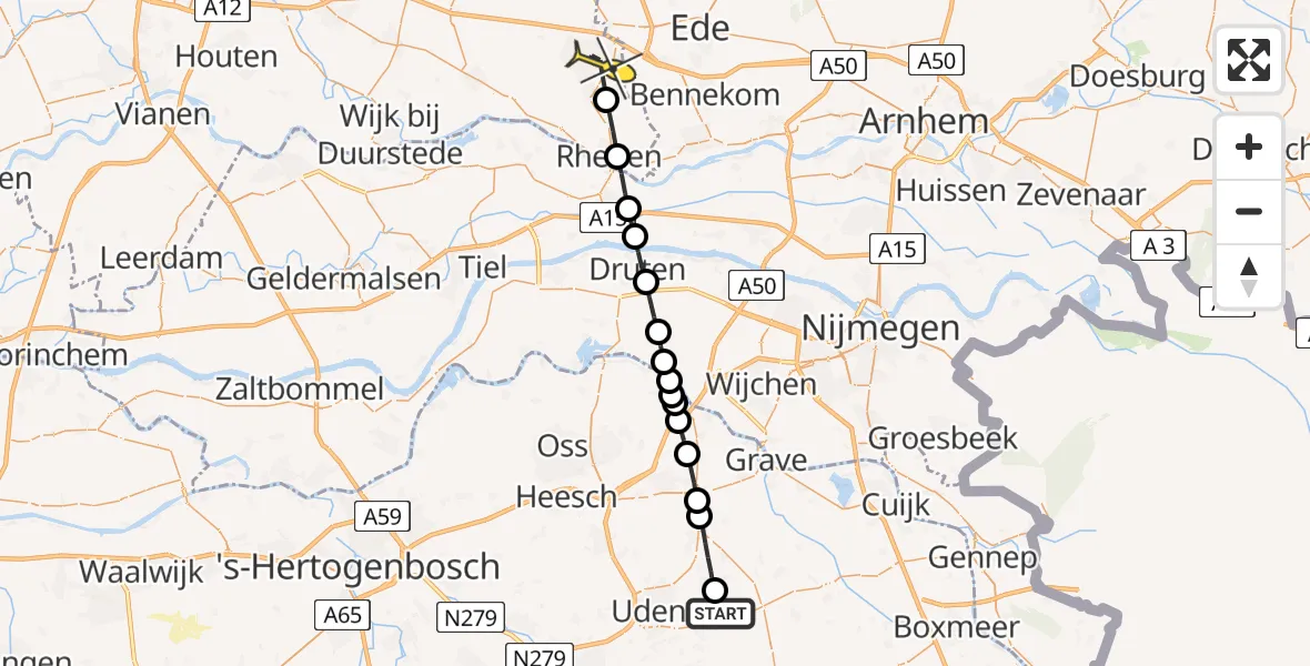 Routekaart van de vlucht: Lifeliner 3 naar Veenendaal