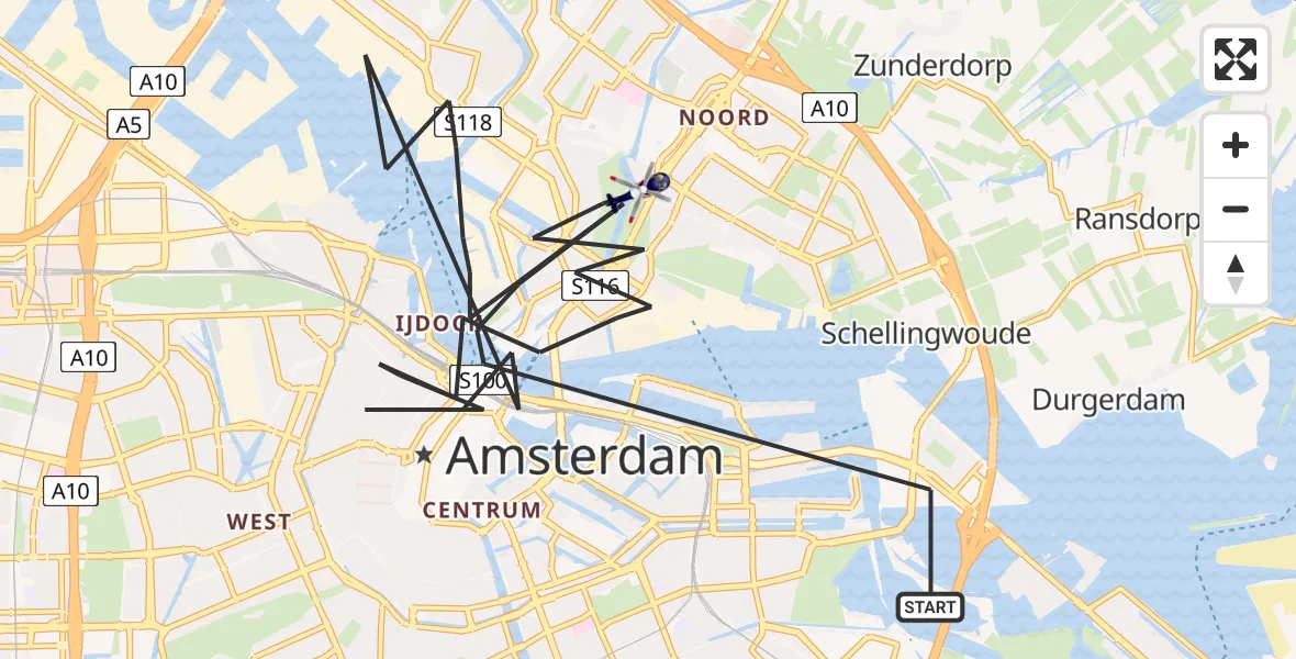 Vluchtroute Politiehelikopter Amsterdam - Amsterdam, 05 mei 2023, 07:48