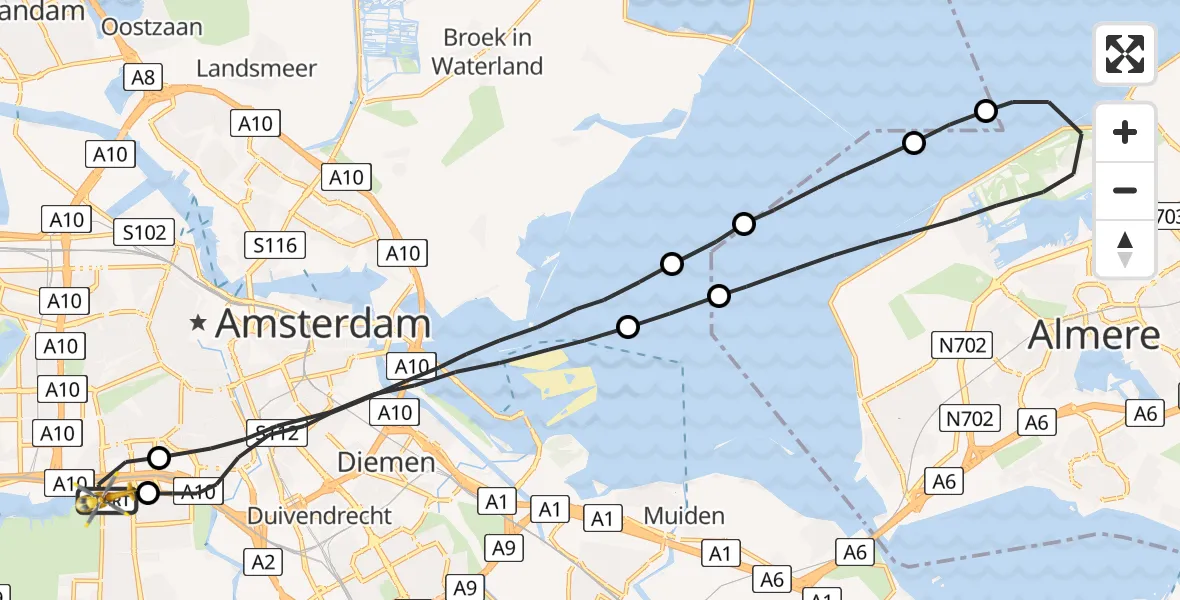 Vluchtroute Traumahelikopter VU Medisch Centrum Amsterdam - VU Medisch Centrum Amsterdam, 05 mei 2023, 10:13