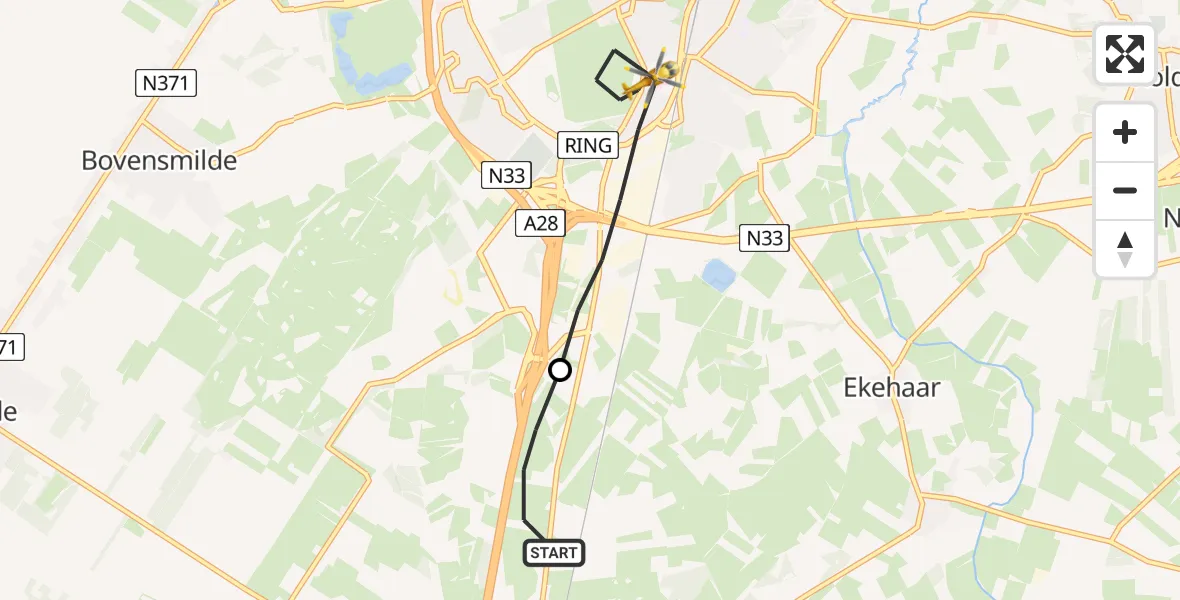 Vluchtroute Traumahelikopter Hooghalen - Assen, 05 mei 2023, 16:16