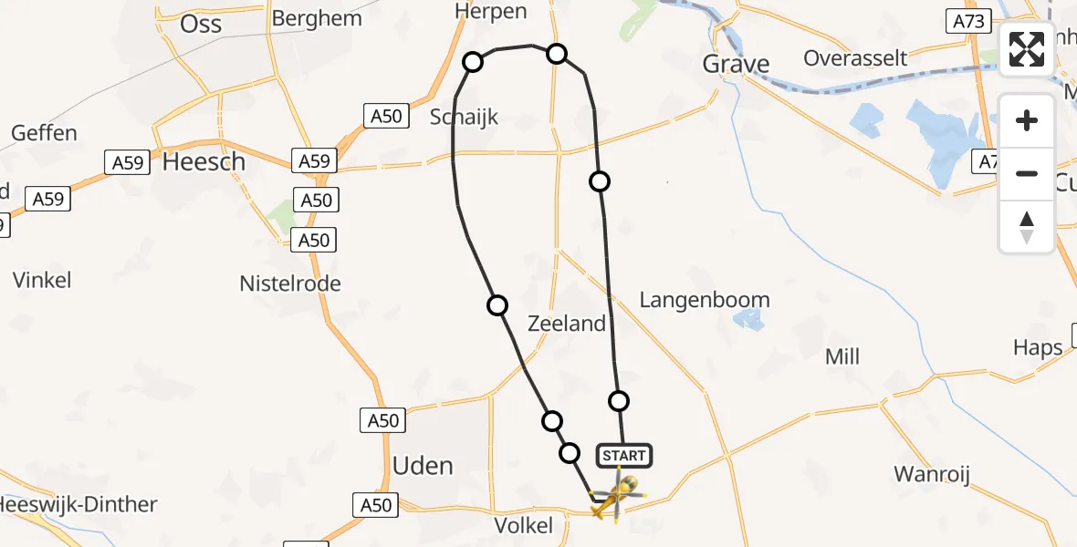 Vluchtroute Traumahelikopter Vliegbasis Volkel - Vliegbasis Volkel, 05 mei 2023, 17:27