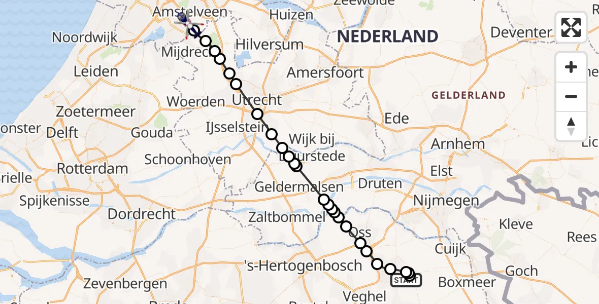 Vluchtroute Politiehelikopter Vliegbasis Volkel - Amstelveen, 05 mei 2023, 19:21