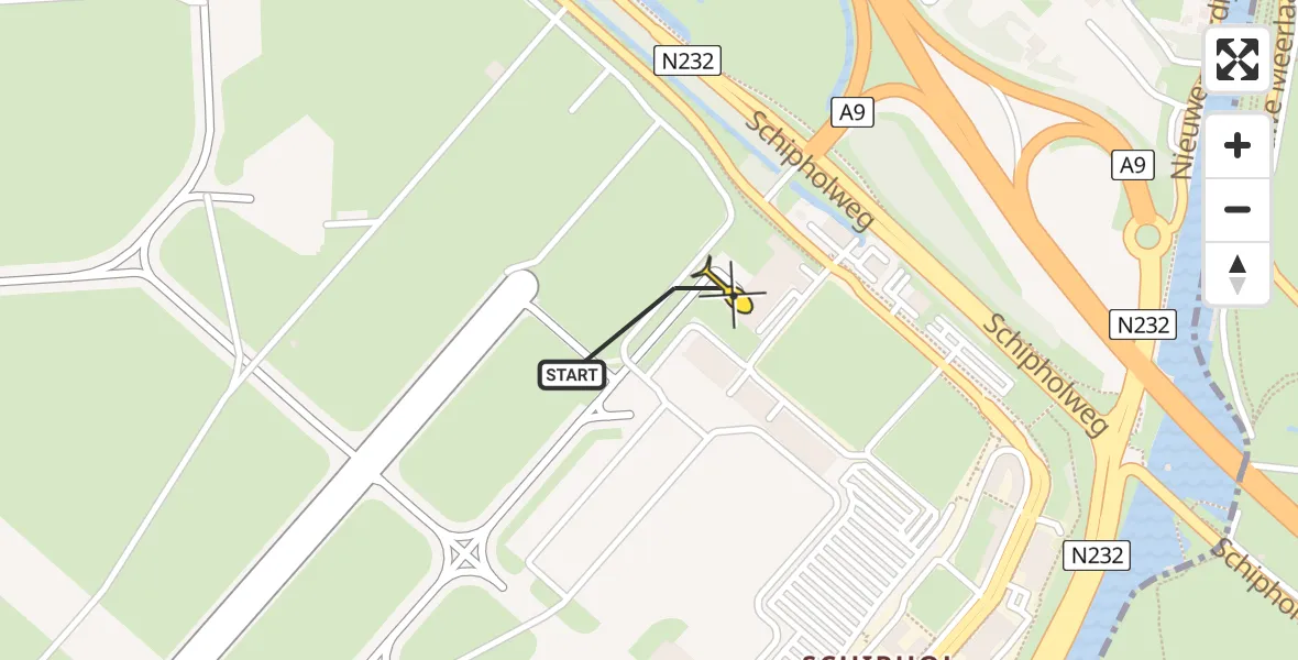 Vluchtroute Politiehelikopter van Schiphol naar Schiphol