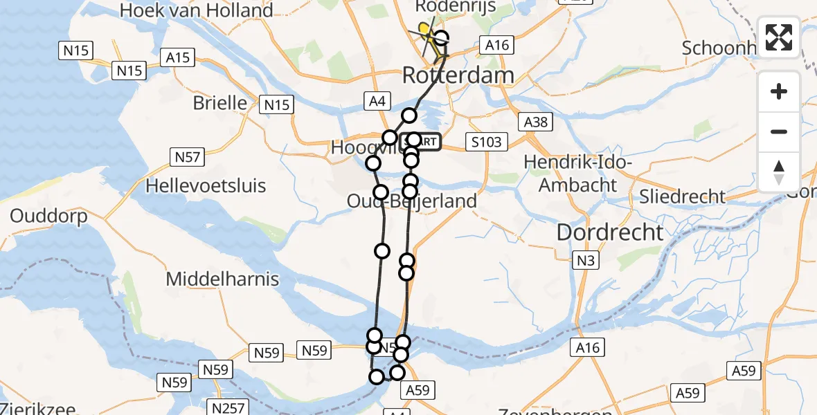 Routekaart van de vlucht: Lifeliner 2 naar Rotterdam The Hague Airport