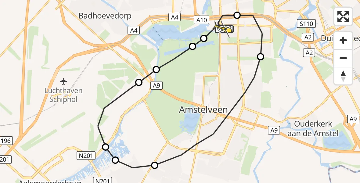 Routekaart van de vlucht: Lifeliner 1 naar VU Medisch Centrum Amsterdam