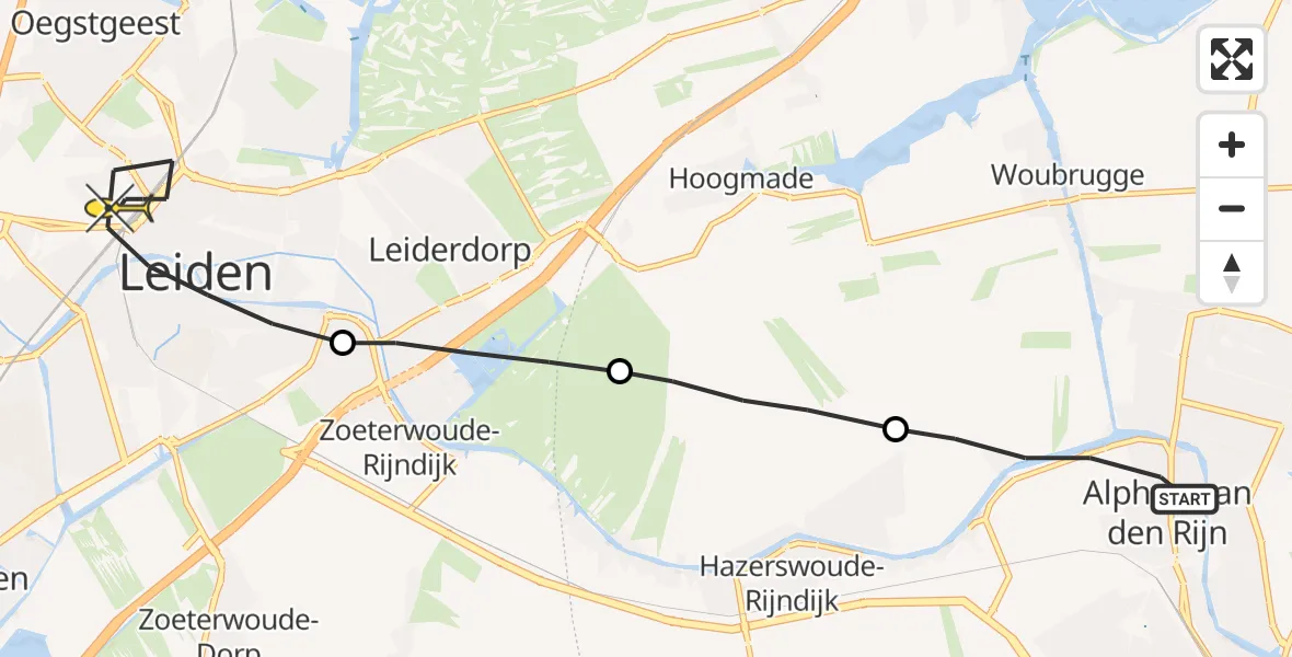 Routekaart van de vlucht: Lifeliner 1 naar Leiden