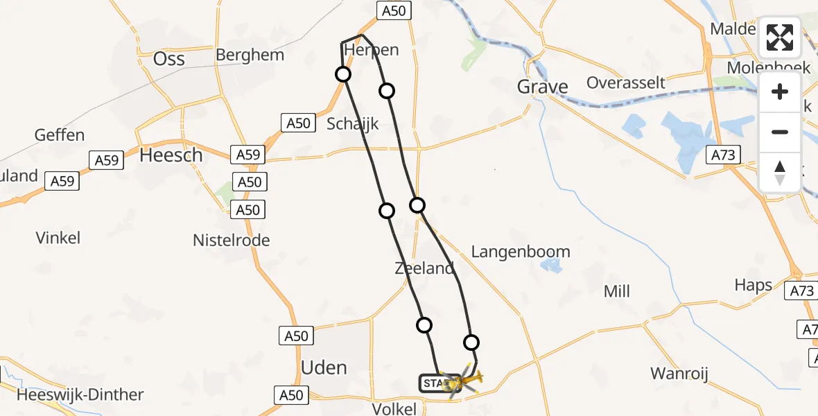 Vluchtroute Traumahelikopter Vliegbasis Volkel - Vliegbasis Volkel, 06 mei 2023, 15:27