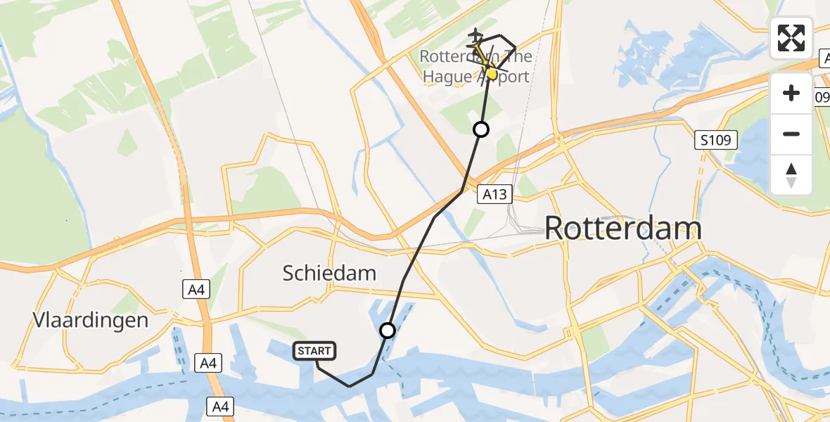 Routekaart van de vlucht: Lifeliner 2 naar Rotterdam The Hague Airport