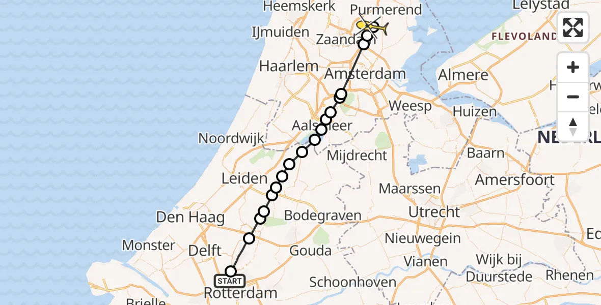 Routekaart van de vlucht: Lifeliner 2 naar Den Ilp