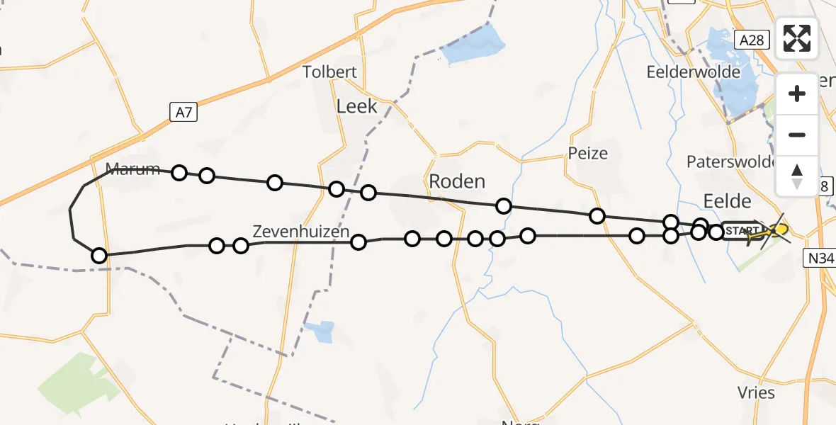 Routekaart van de vlucht: Lifeliner 4 naar Groningen Airport Eelde