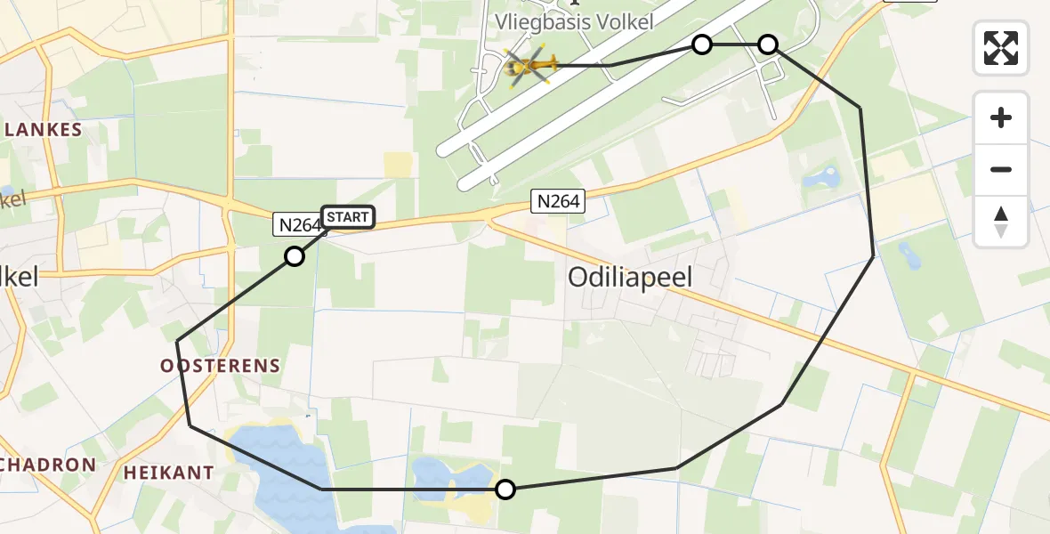 Vluchtroute Traumahelikopter Vliegbasis Volkel - Vliegbasis Volkel, 06 mei 2023, 17:26