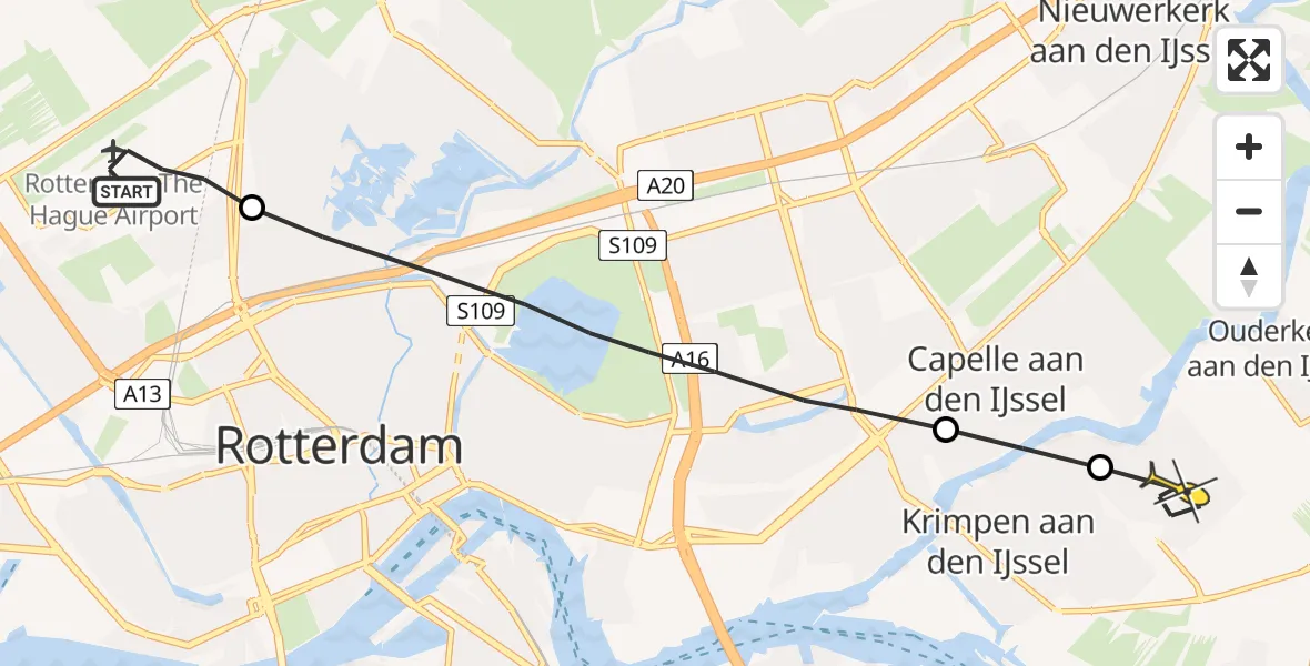 Routekaart van de vlucht: Lifeliner 2 naar Krimpen aan den IJssel