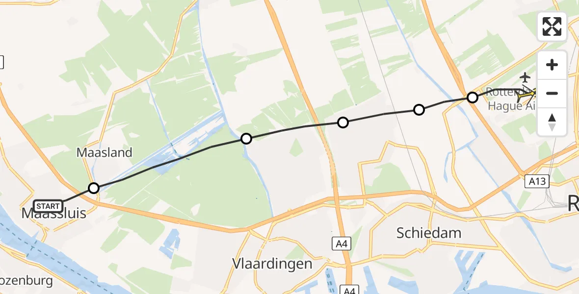 Routekaart van de vlucht: Lifeliner 2 naar Rotterdam The Hague Airport