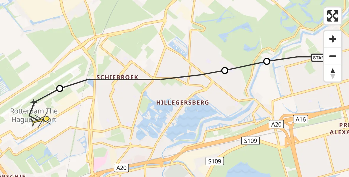 Routekaart van de vlucht: Lifeliner 2 naar Rotterdam The Hague Airport