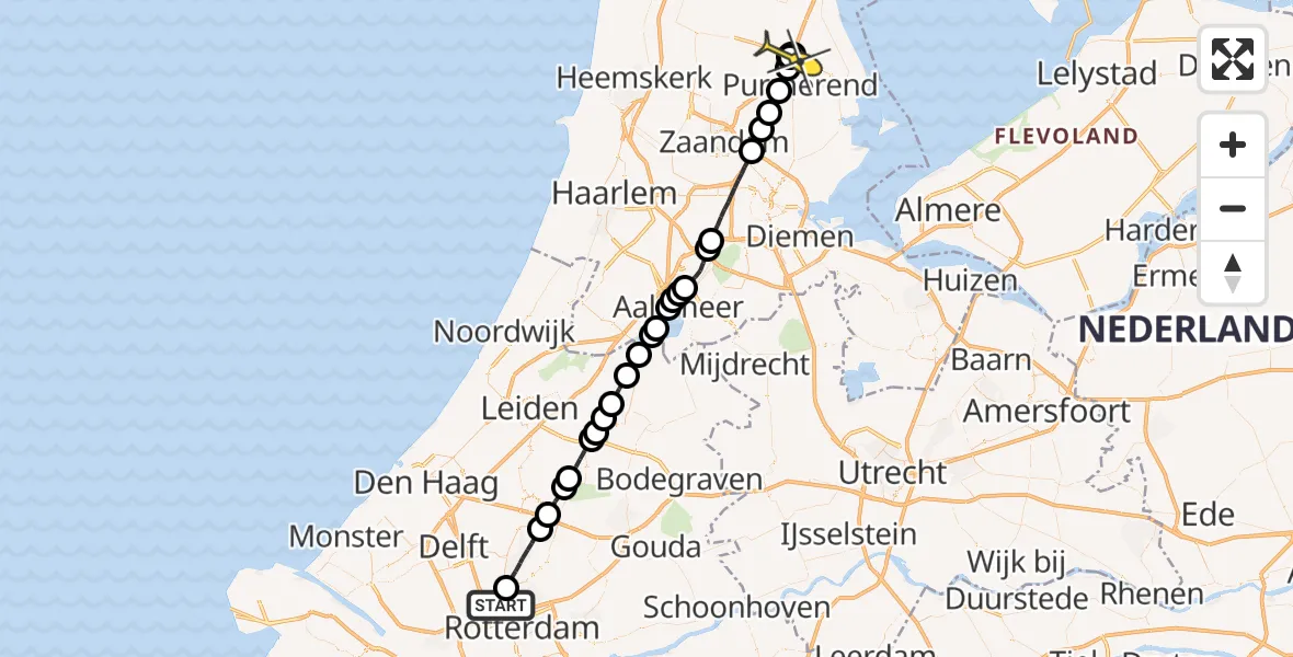 Routekaart van de vlucht: Lifeliner 2 naar Zuidoostbeemster