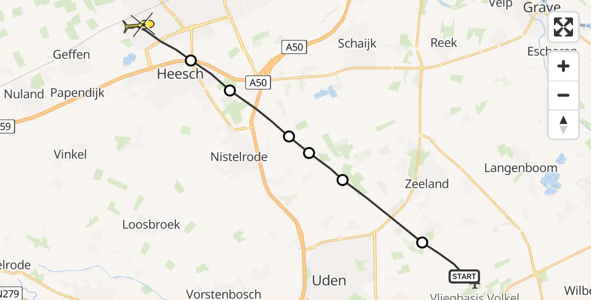 Routekaart van de vlucht: Lifeliner 3 naar Oss