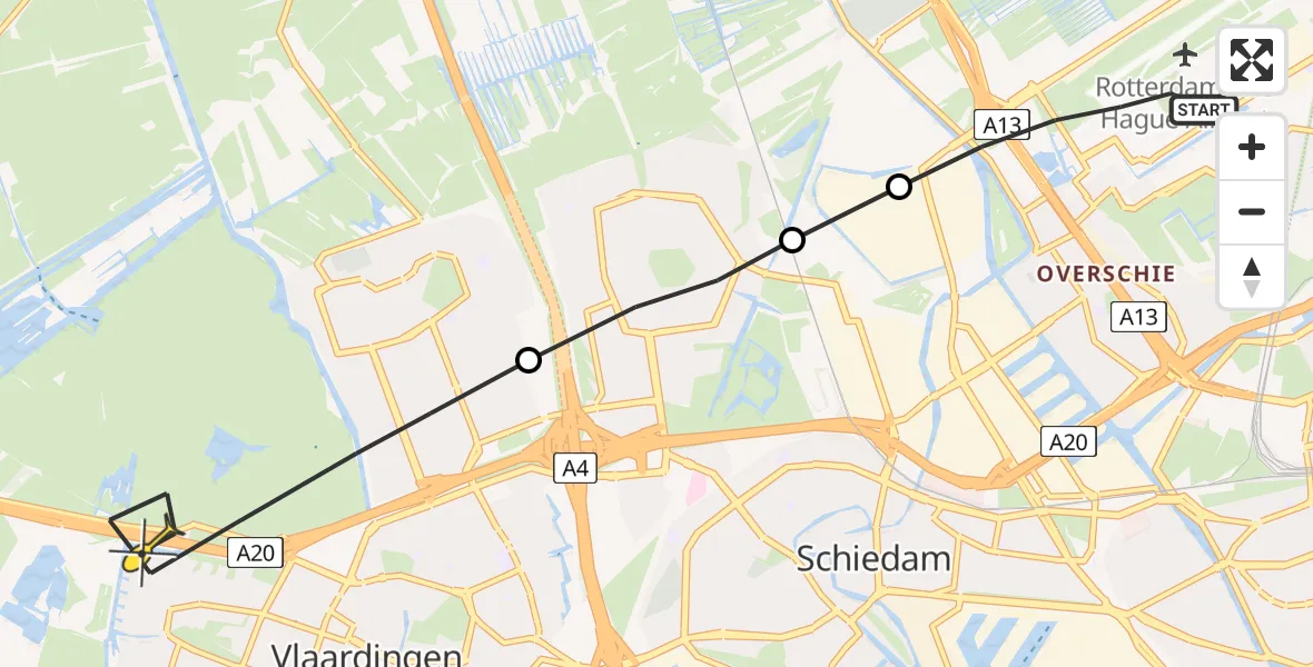 Routekaart van de vlucht: Lifeliner 2 naar Vlaardingen