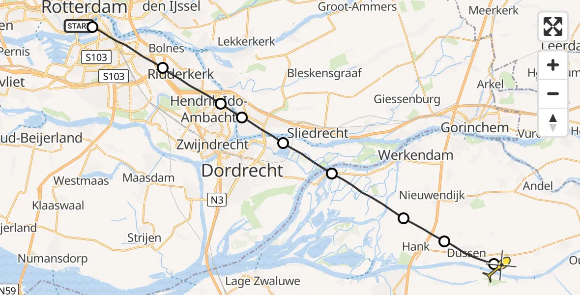 Routekaart van de vlucht: Lifeliner 2 naar Meeuwen