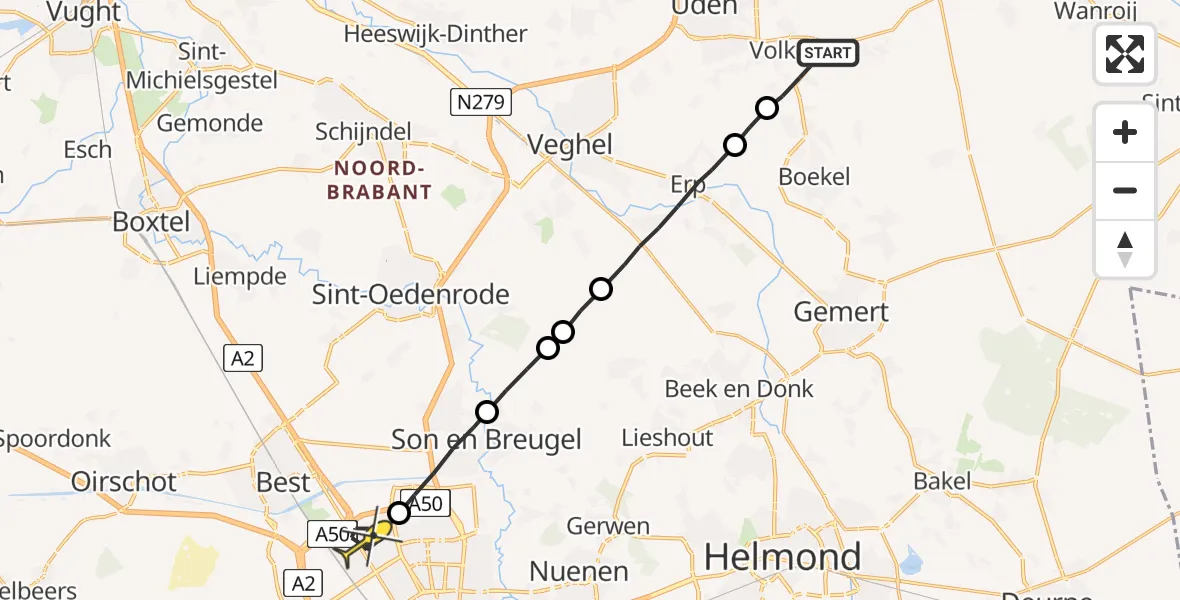 Routekaart van de vlucht: Lifeliner 3 naar Eindhoven