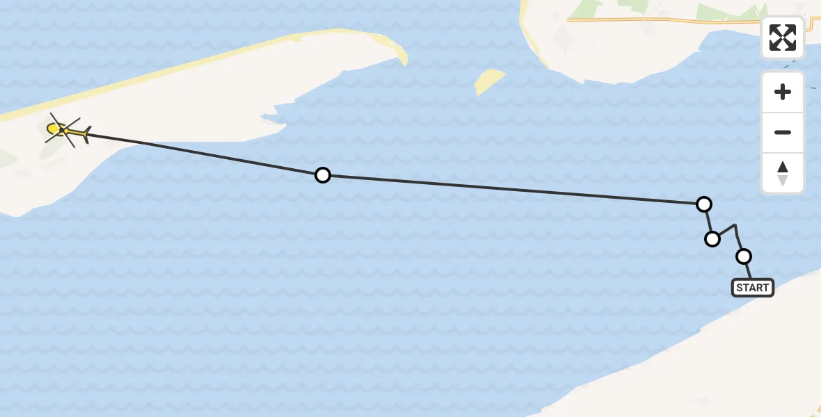 Routekaart van de vlucht: Ambulanceheli naar Oosterend